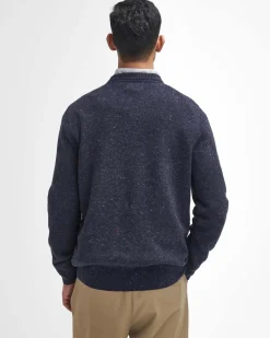 Maglione girocollo Barbour bluin pura lana bottonata