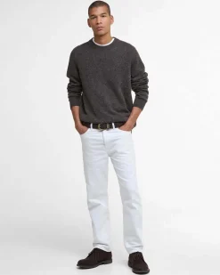 Maglione girocollo Barbour marrone in pura lana bottonata