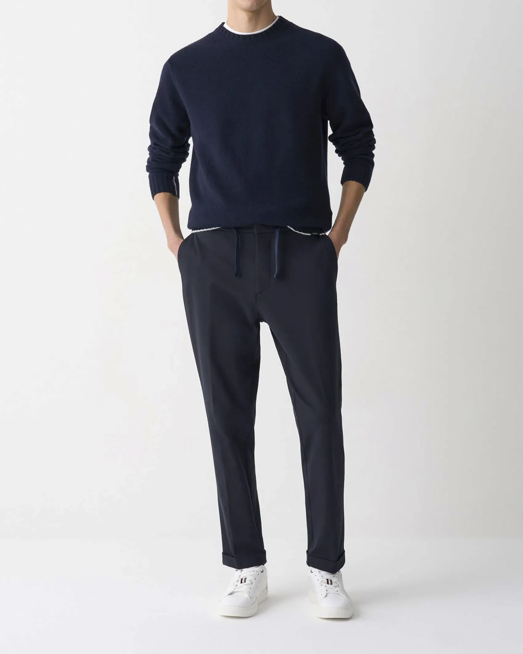 Maglione girocollo Colmar Originals blu in lambswool di misto lana