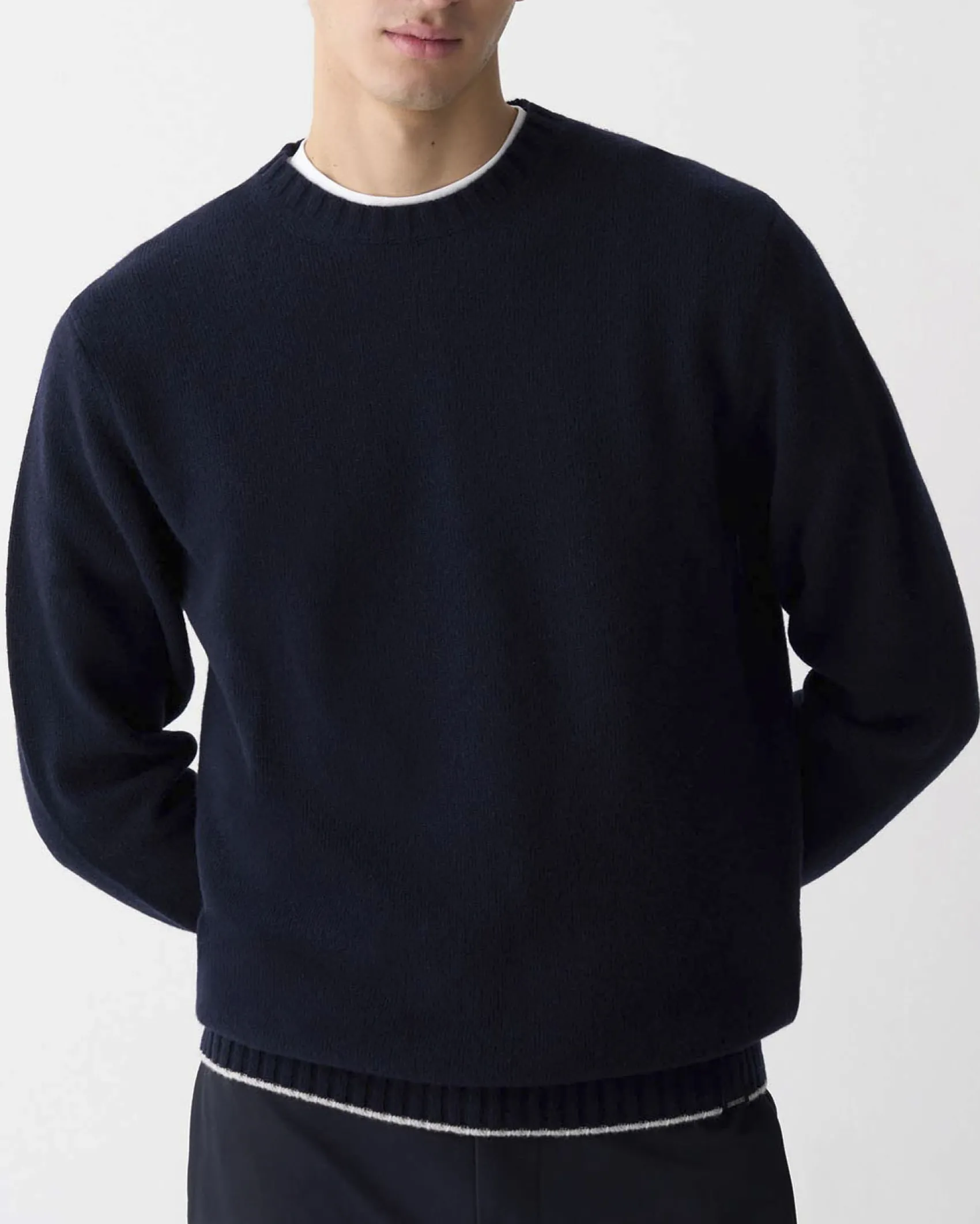 Maglione girocollo Colmar Originals blu in lambswool di misto lana