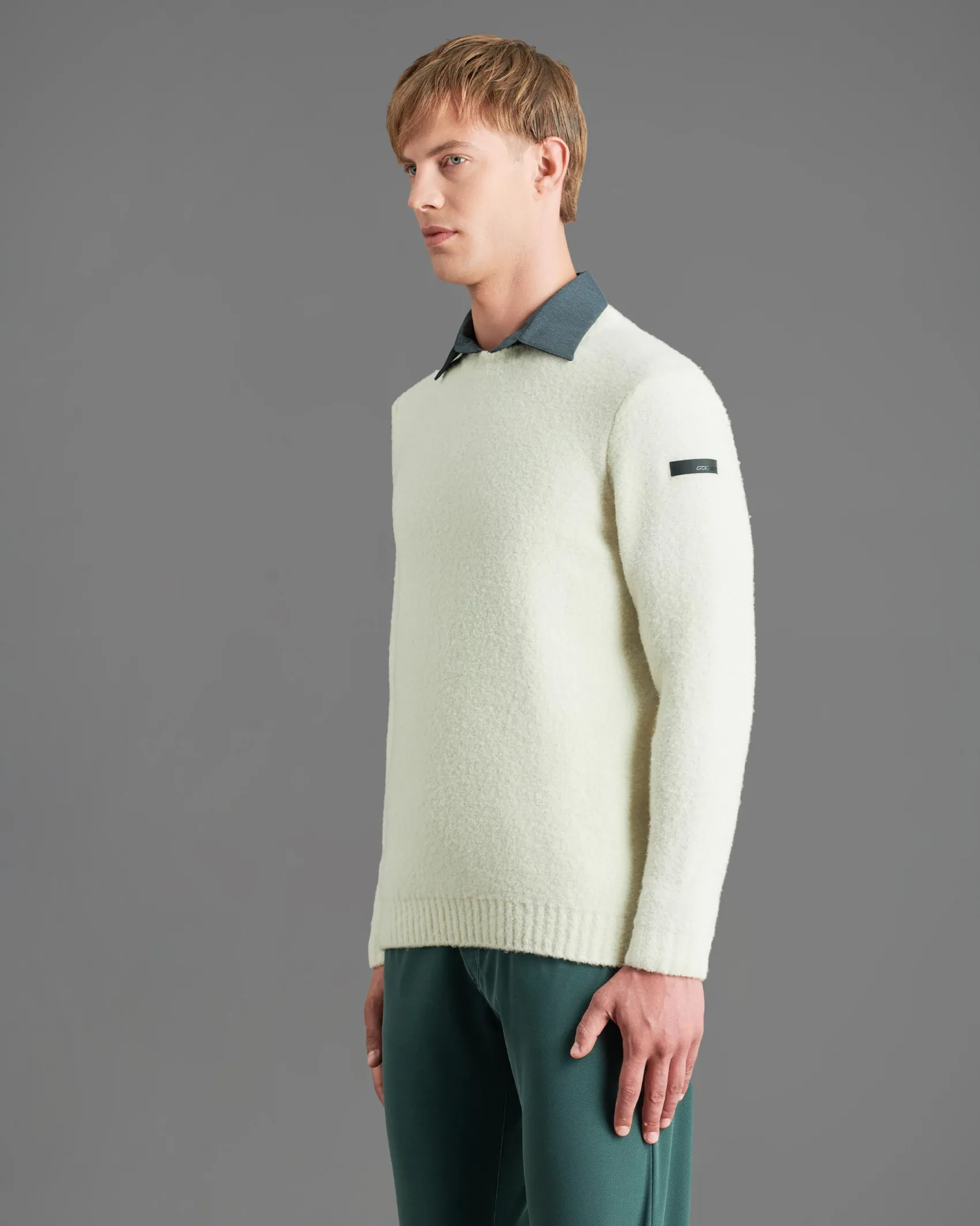 Maglione girocollo R.R.D. Bouclè Round Knit color panna