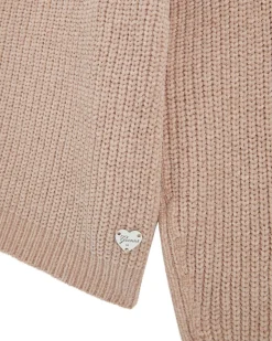 Maglione Guess rosa in ciniglia lavorato tricot