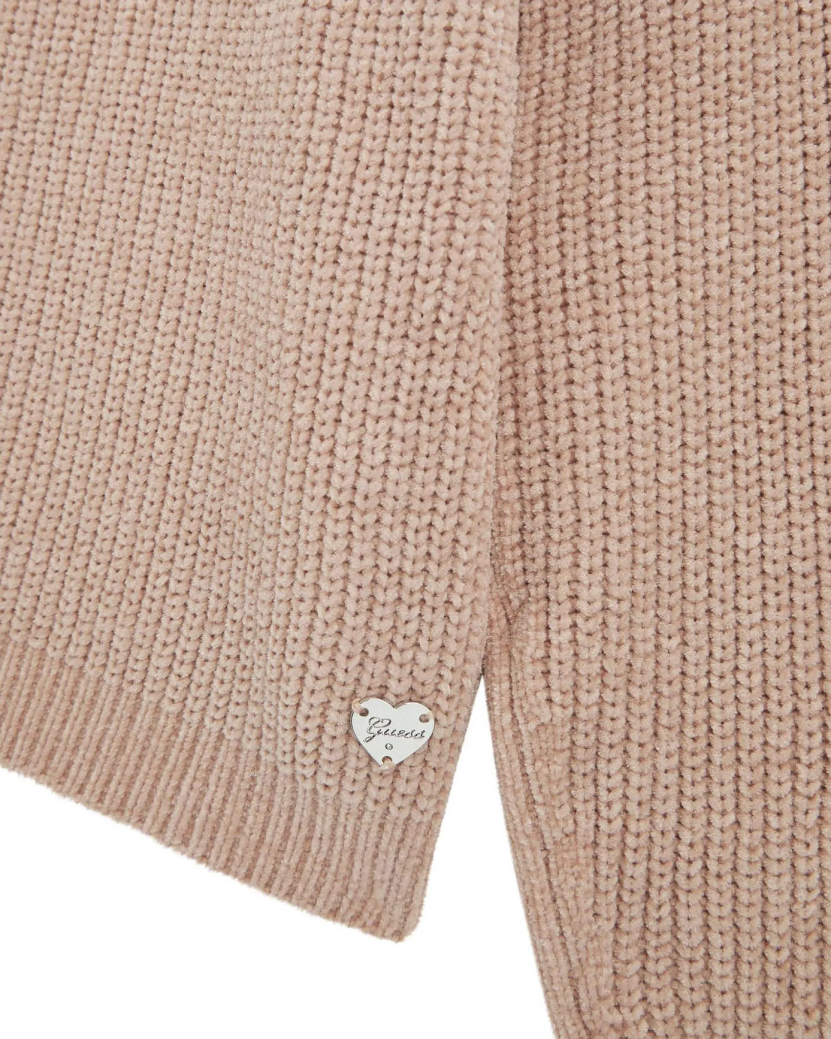 Maglione Guess rosa in ciniglia lavorato tricot