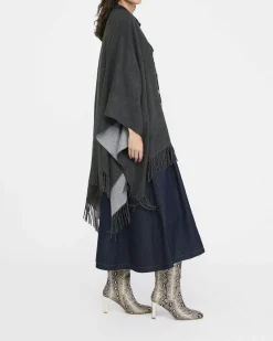 Mantella Liu Jo Accessories grigia con frange in tessuto misto