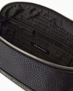 Marsupio Armani Exchange nero in similpelle martellata con logo scritta in metallo