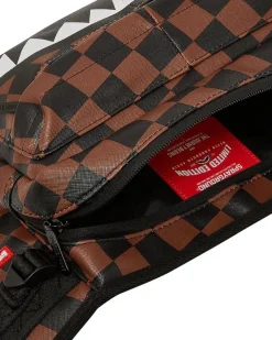 Marsupio Hangover cargo in similpelle a scacchiera marrone e nera