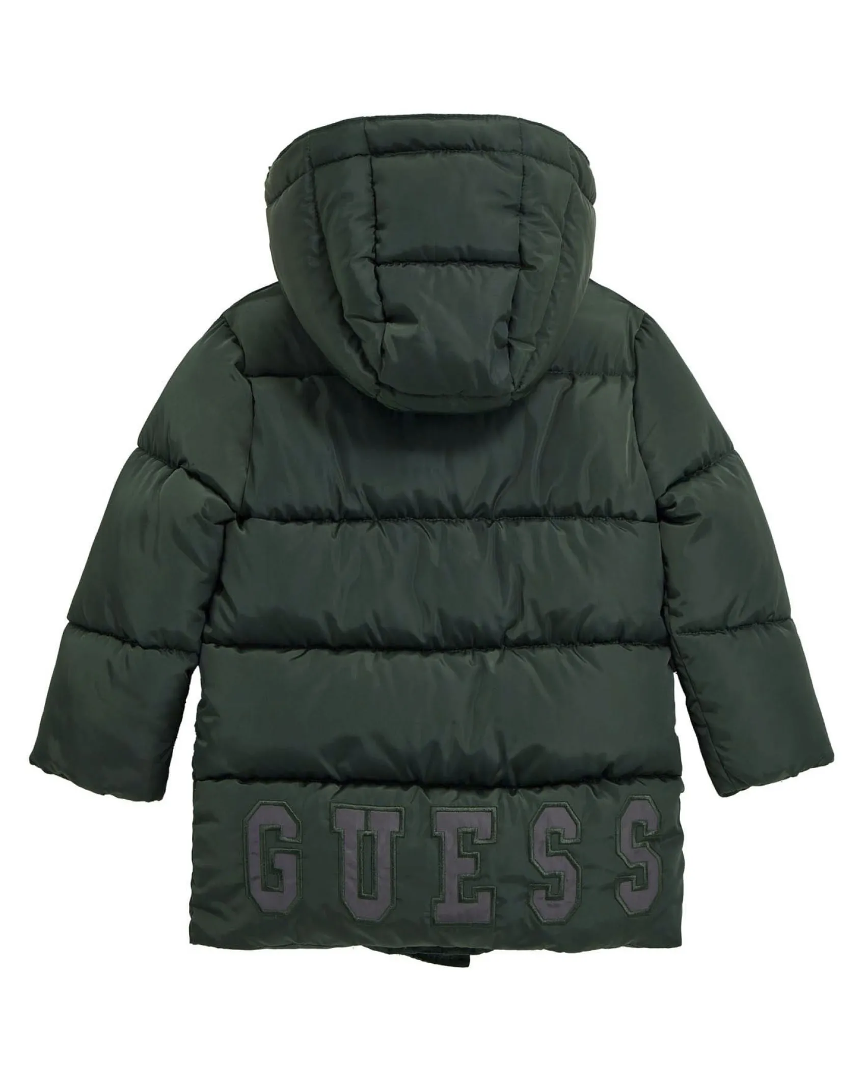 Maxi piumino Guess verde trapuntato con cappuccio