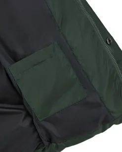 Maxi piumino Guess verde trapuntato con cappuccio