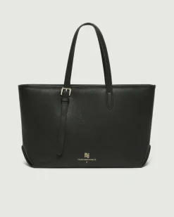 Maxi shopper Emme Marella in similpelle nera con pochette abbinata e manici regolabili