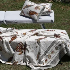 Mezzero in lino stampato a tema tartarughe marine 270x280cm