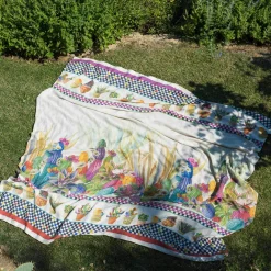 Mezzero in lino stampato a tema Kactus multicolore 180x280cm