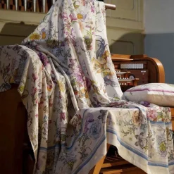 Mezzero Semiramide in lino a fantasia floreale multicolor 270x280 cm