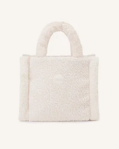 Mini bag Colmar Originals color gesso stile shopper in tessuto teddy con logo frontale