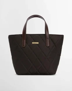 Mini bag verde militare Barbour in nylon trapuntato con tracolla più lunga staccabile