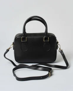 Mini bauletto Hlo! nero in pelle con motivo trapuntato chevron sul davanti