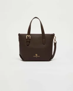 Mini borsa a mano Emme Marella in similpelle martellata marrone con tracolla removibile