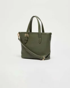Mini borsa a mano Emme Marella in similpelle martellata verde con tracolla removibile