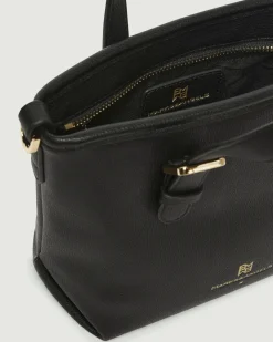 Mini borsa a mano Emme Marella in similpelle martellata nera con tracolla removibile