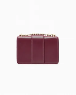 Mini borsa a tracolla Armani Exchange bordeaux in similpelle con catena dorata