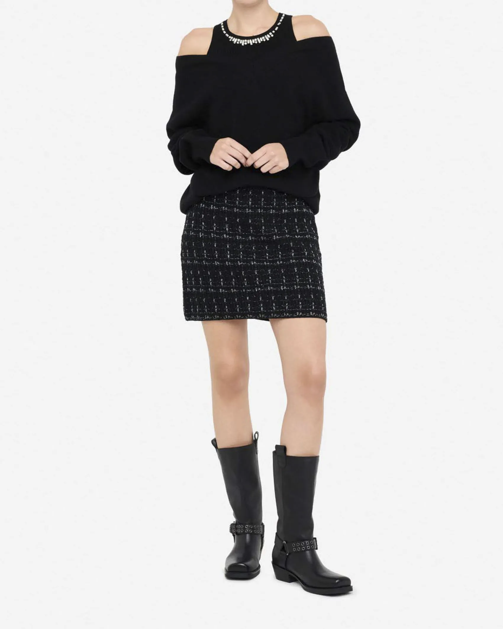 Minigonna Liu Jo Jeans nera in maglia con dettagli in lurex