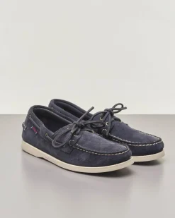 Mocassino da barca Portland in pelle scamosciata blu