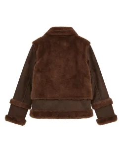 Montone marrone Guess in camoscio ed ecopelliccia