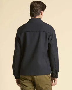 Overshirt Aeronautica Militare blu in panno di misto lana
