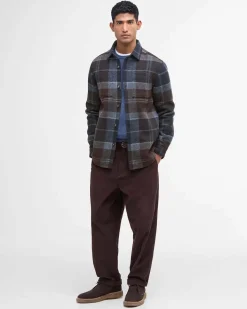 Overshirt Barbour Chapter in fantasia check marrone e blu leggermente imbottita