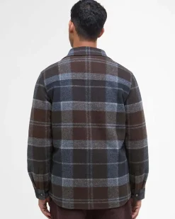 Overshirt Barbour Chapter in fantasia check marrone e blu leggermente imbottita