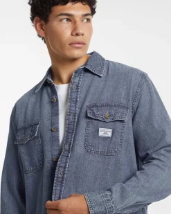 Overshirt Guess Jeans in denim di puro cotone lavaggio medio