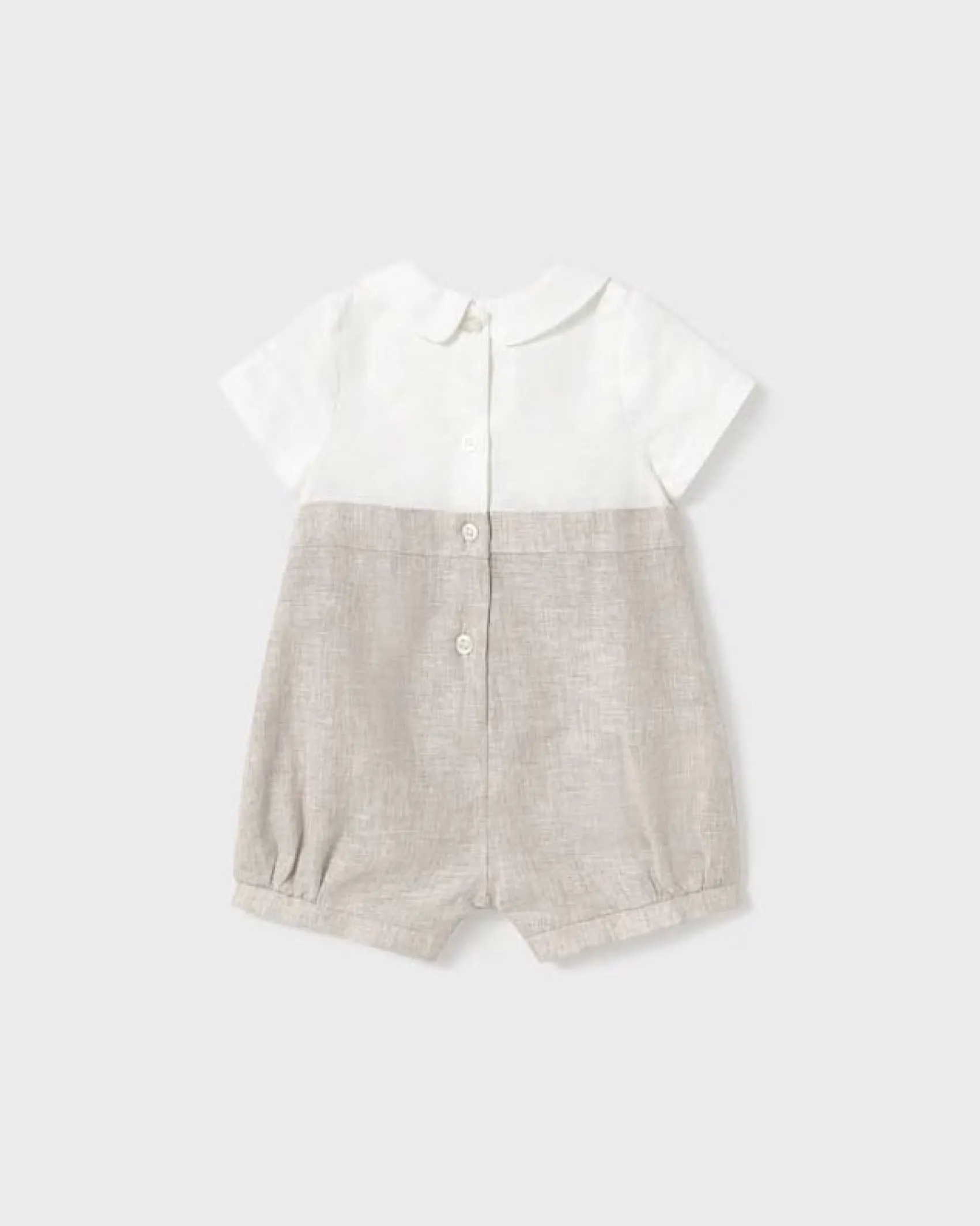 Pagliaccetto in cotone misto lino beige e bianco