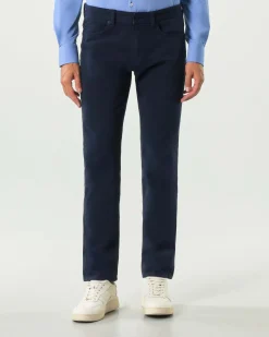 Pantalone Boss cinque tasche Delaware blu in gabardina di cotone stretch