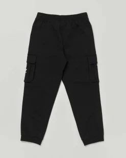 Pantalone cargo EA7 nero in felpa di puro cotone