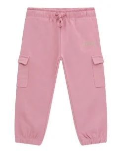 Pantalone cargo Guess in felpa di puro cotone rosa antico
