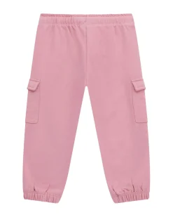 Pantalone cargo Guess in felpa di puro cotone rosa antico