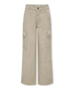 Pantalone cargo in bull di cotone stretch beige