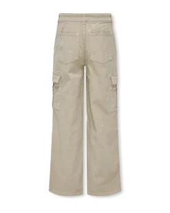 Pantalone cargo in bull di cotone stretch beige