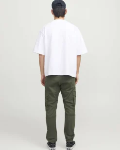 Pantalone cargo Jack & Jones slim-fit verde militare in cotone stretch con polsini alle caviglie