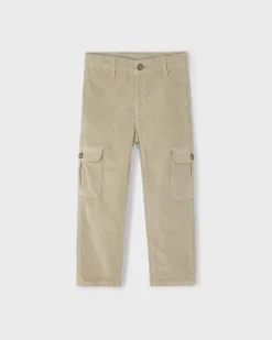 Pantalone cargo Mayoral beige in velluto a costine