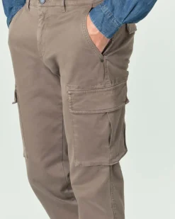 Pantalone cargo My Stuff color fango in gabardina di cotone stretch
