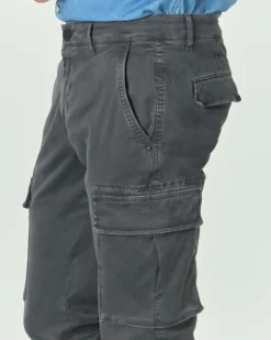 Pantalone cargo My Stuff grigio antracite in gabardina di cotone stretch