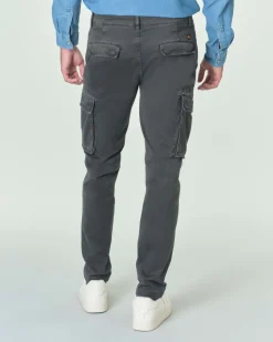 Pantalone cargo My Stuff grigio antracite in gabardina di cotone stretch
