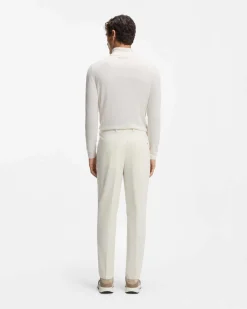 Pantalone carrot-fit Perin Boss panna in velluto di cotone stretch