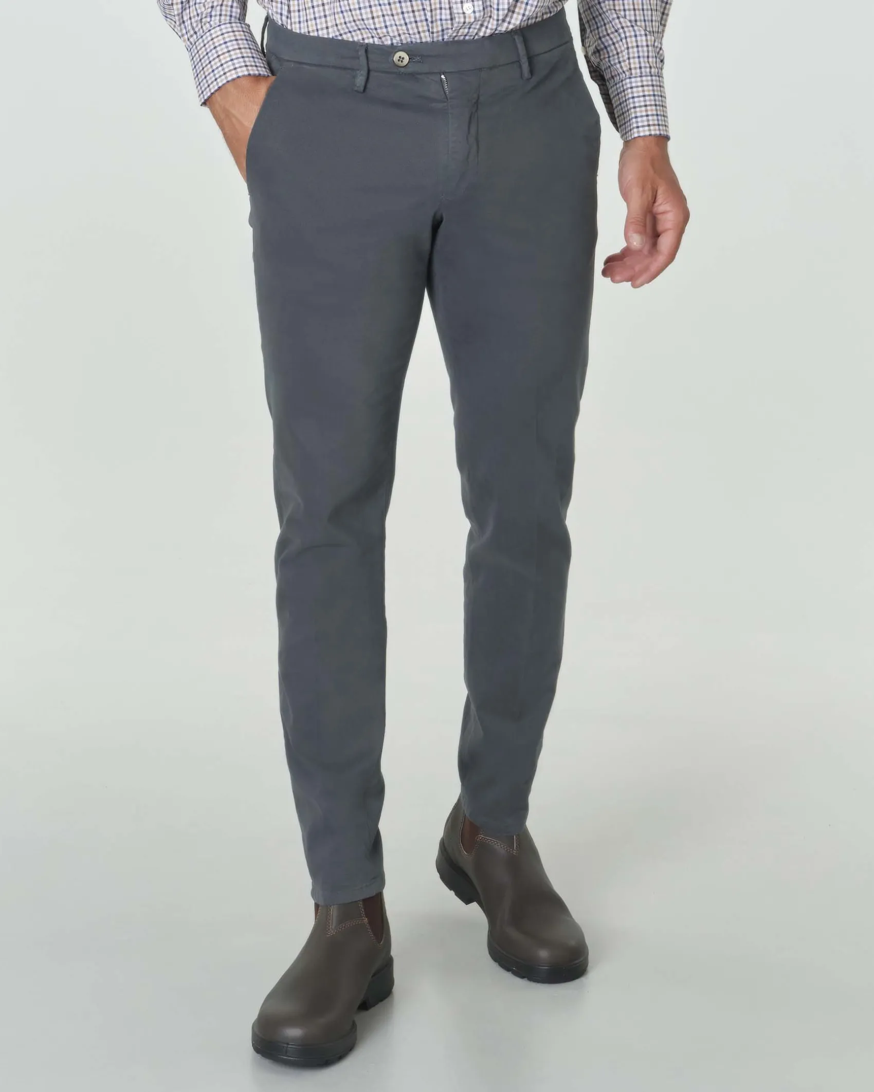 Pantalone chino Michael Coal Brad grigio antracite in gabardina di cotone stretch