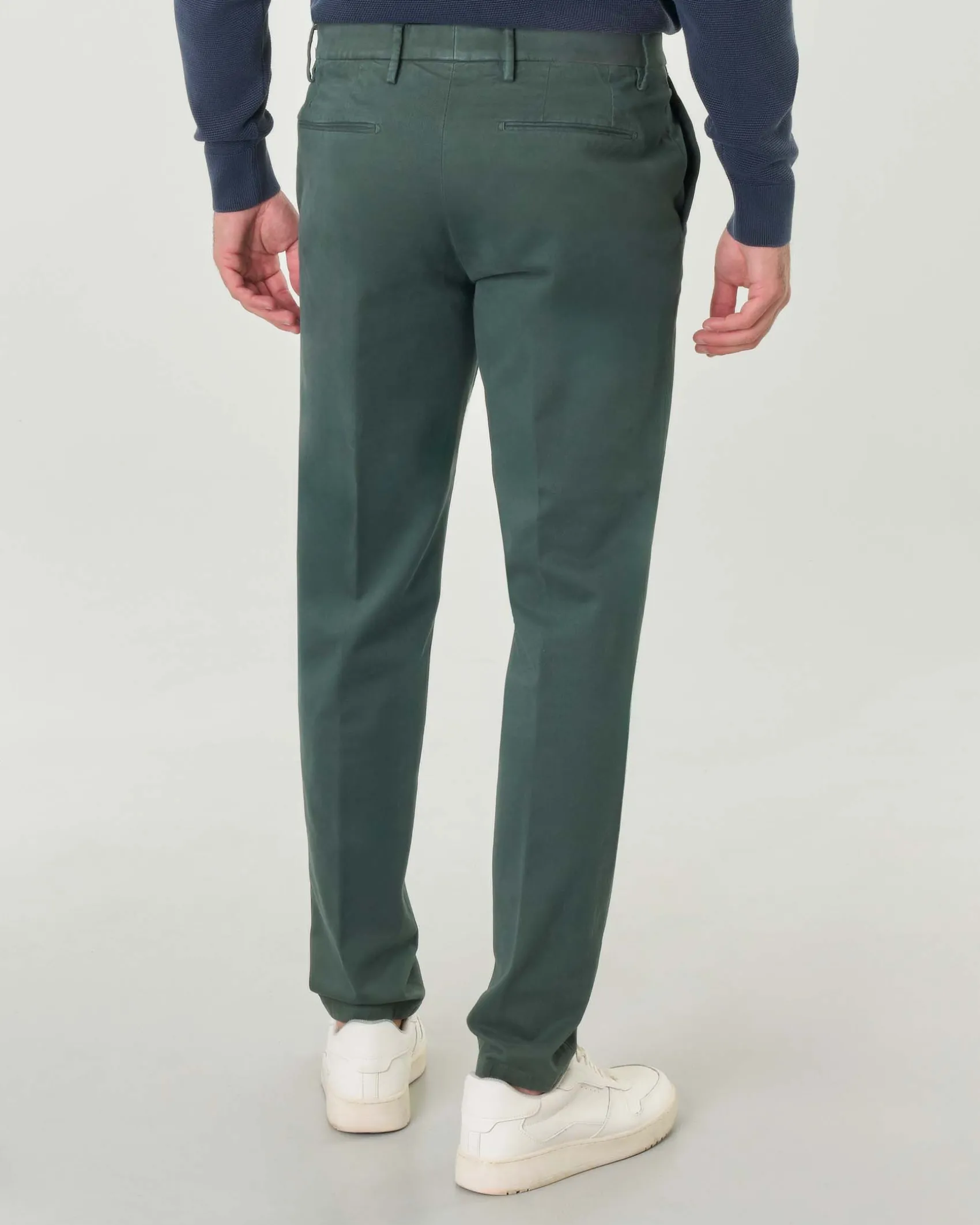 Pantalone chino Michael Coal Brad verde scuro in gabardina di cotone stretch
