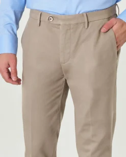 Pantalone chino Michael Coal Brad beige in gabardina di cotone stretch