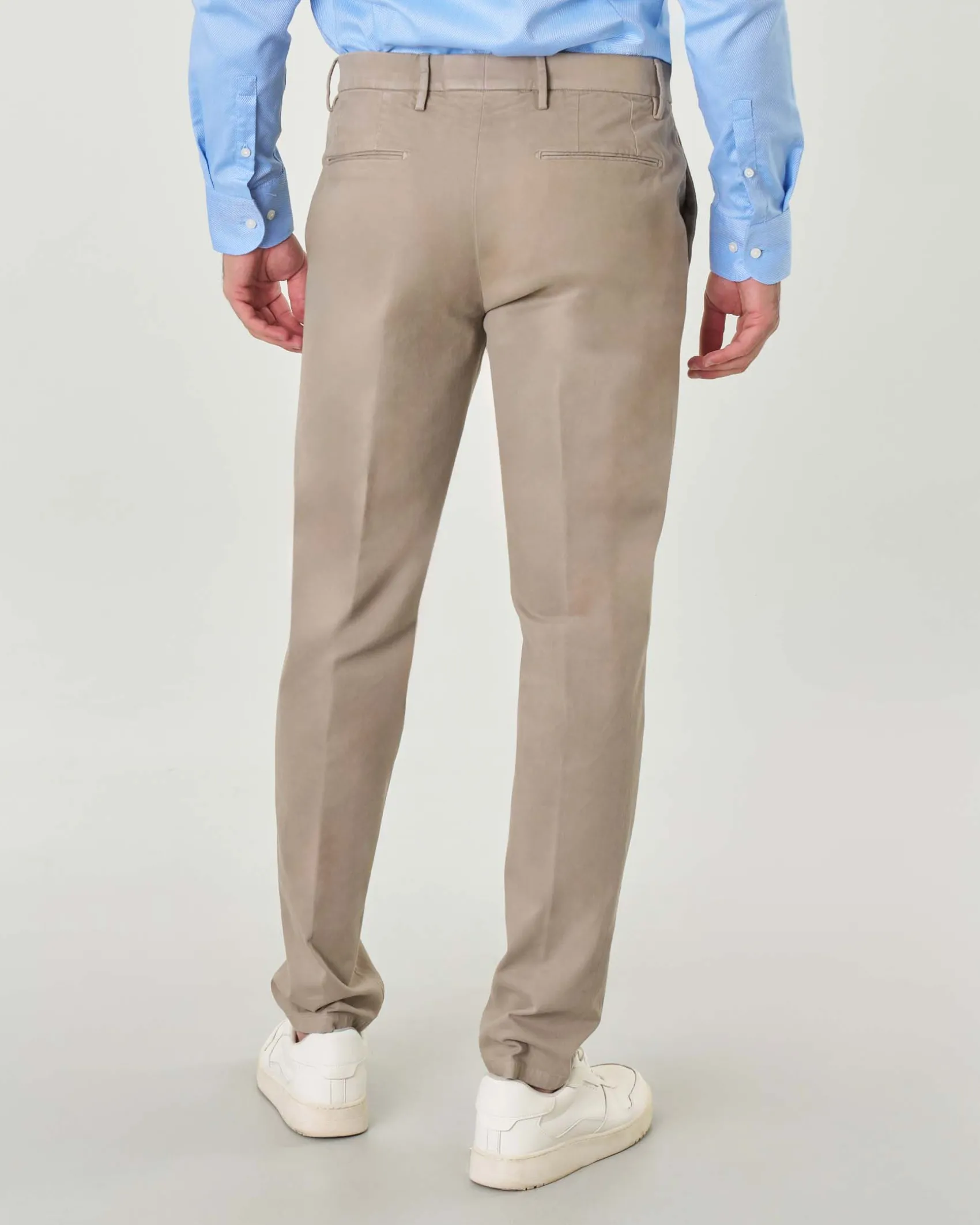 Pantalone chino Michael Coal Brad beige in gabardina di cotone stretch