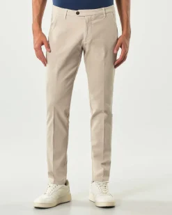 Pantalone chino New Rolf Roy Roger's beige slim-fit in gabardina di cotone stretch