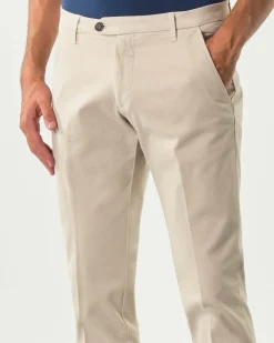 Pantalone chino New Rolf Roy Roger's beige slim-fit in gabardina di cotone stretch