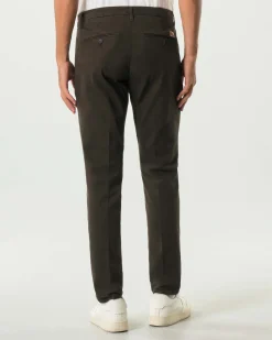 Pantalone chino New Rolf Roy Roger's marrone slim-fit in gabardina di cotone stretch